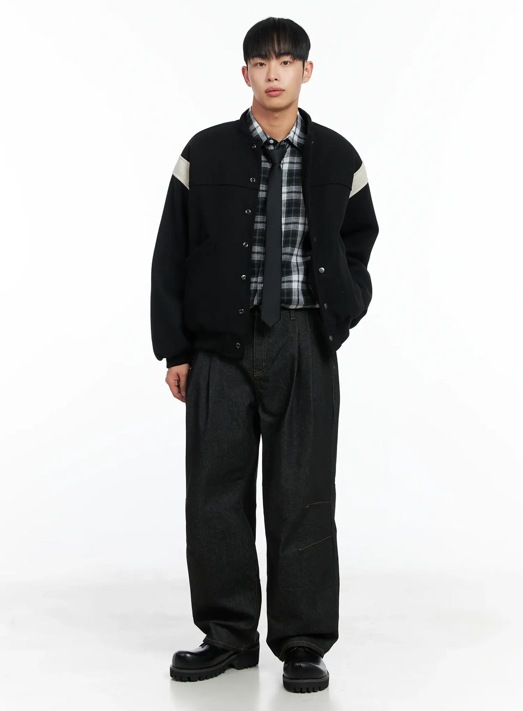 Men's Pintuck Jeans (Black) IN518