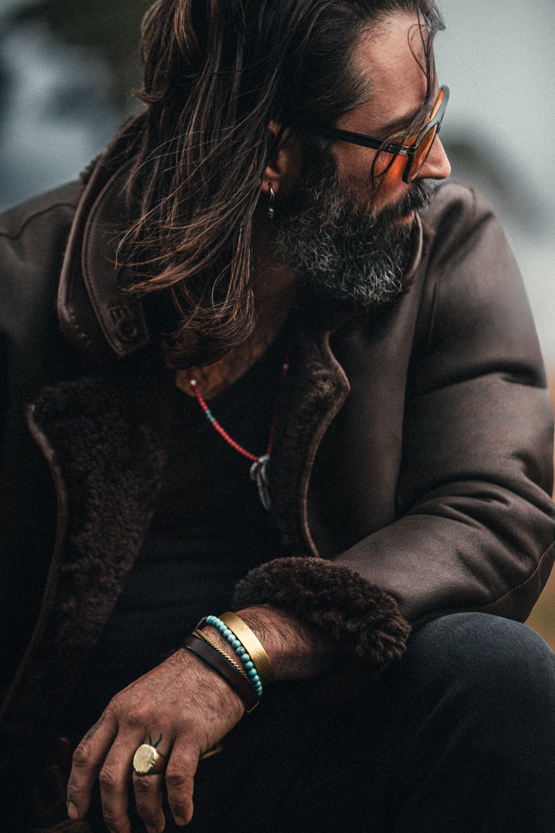 ROGUE by &SONS Jeremiah Reversible Shearling Coat Brown