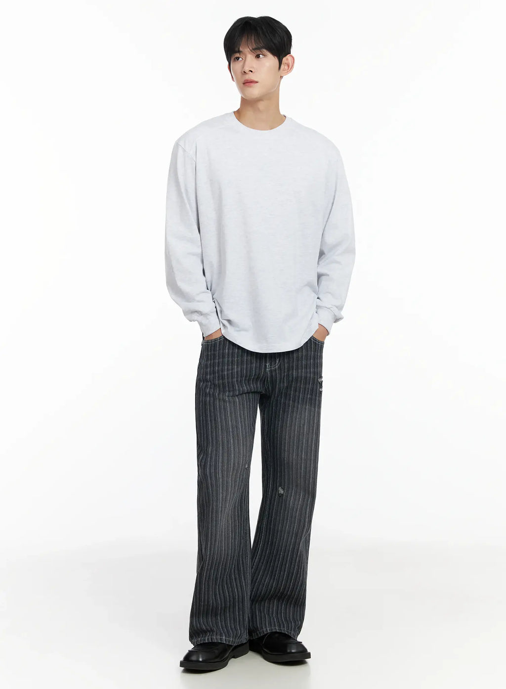 Men's Striped Wide-Leg Jeans IF516