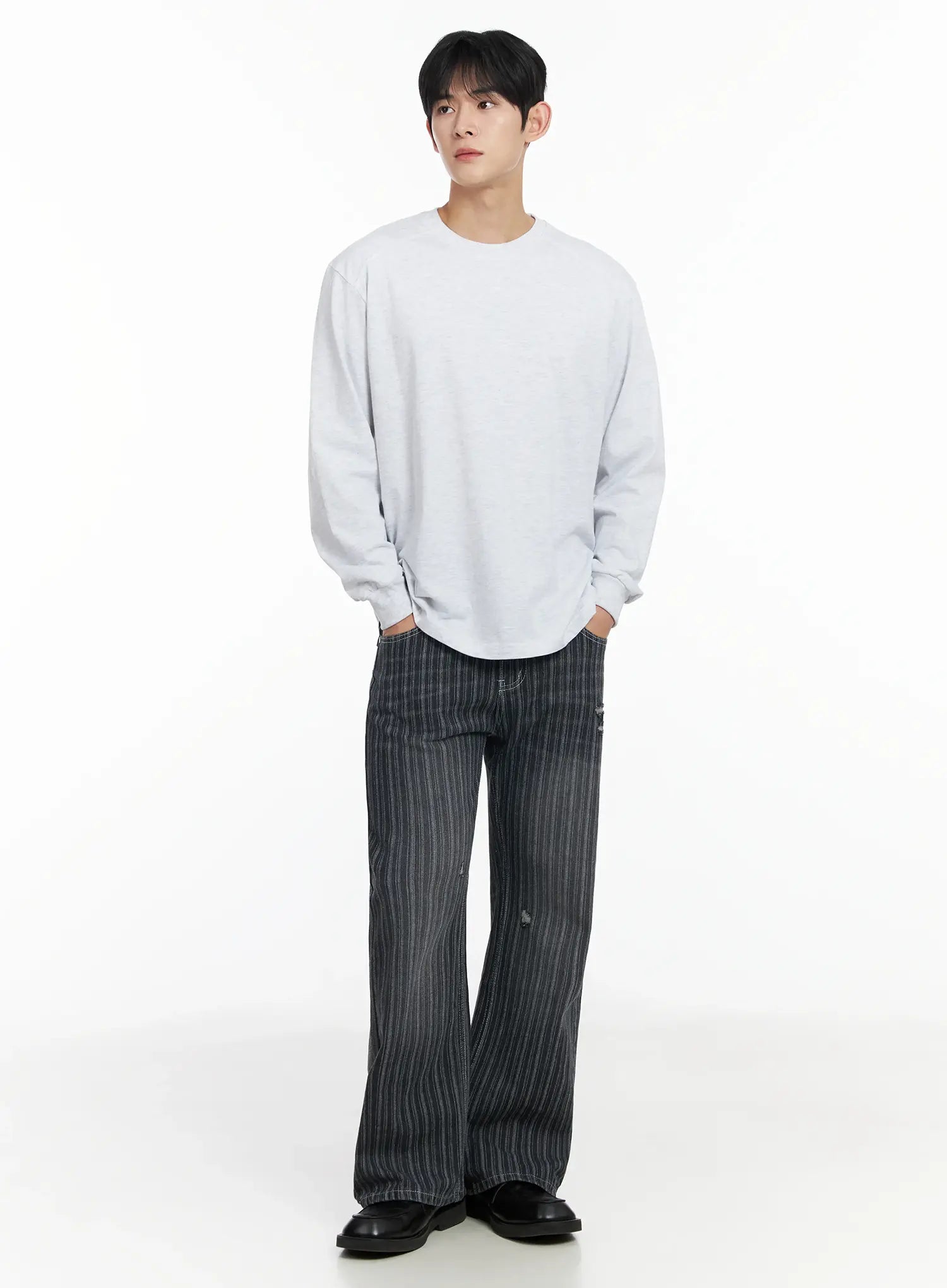 Men's Striped Wide-Leg Jeans IF516