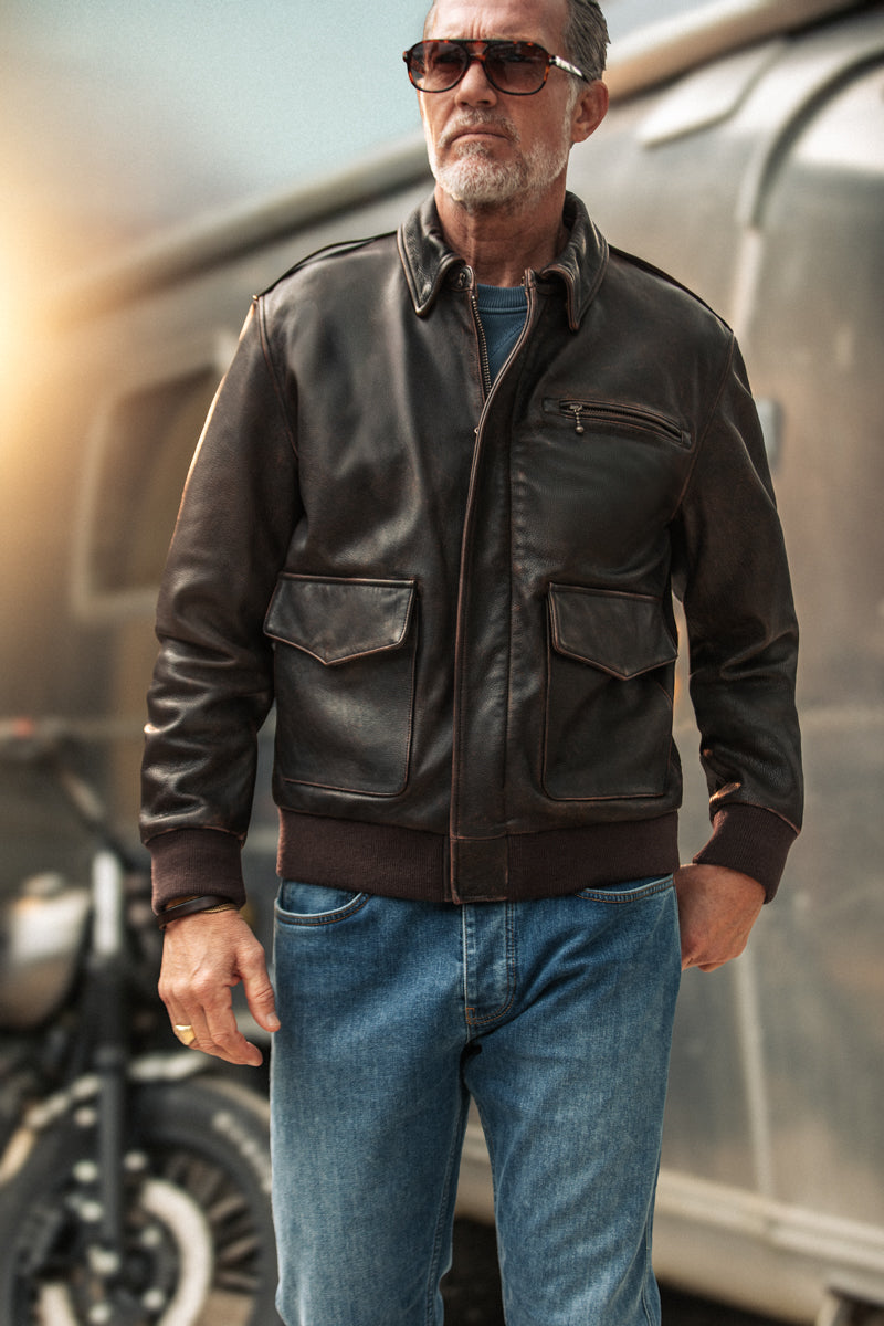 McQueen A2 Leather Jacket Brown