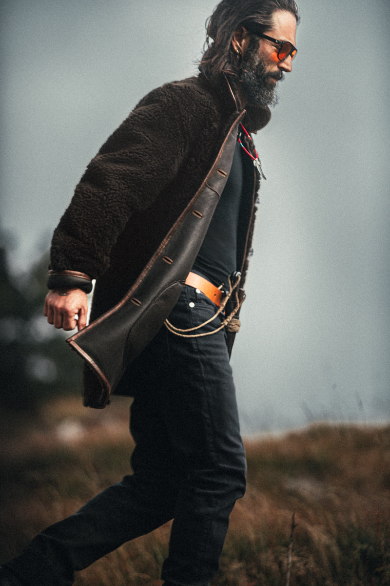 ROGUE by &SONS Jeremiah Reversible Shearling Coat Brown