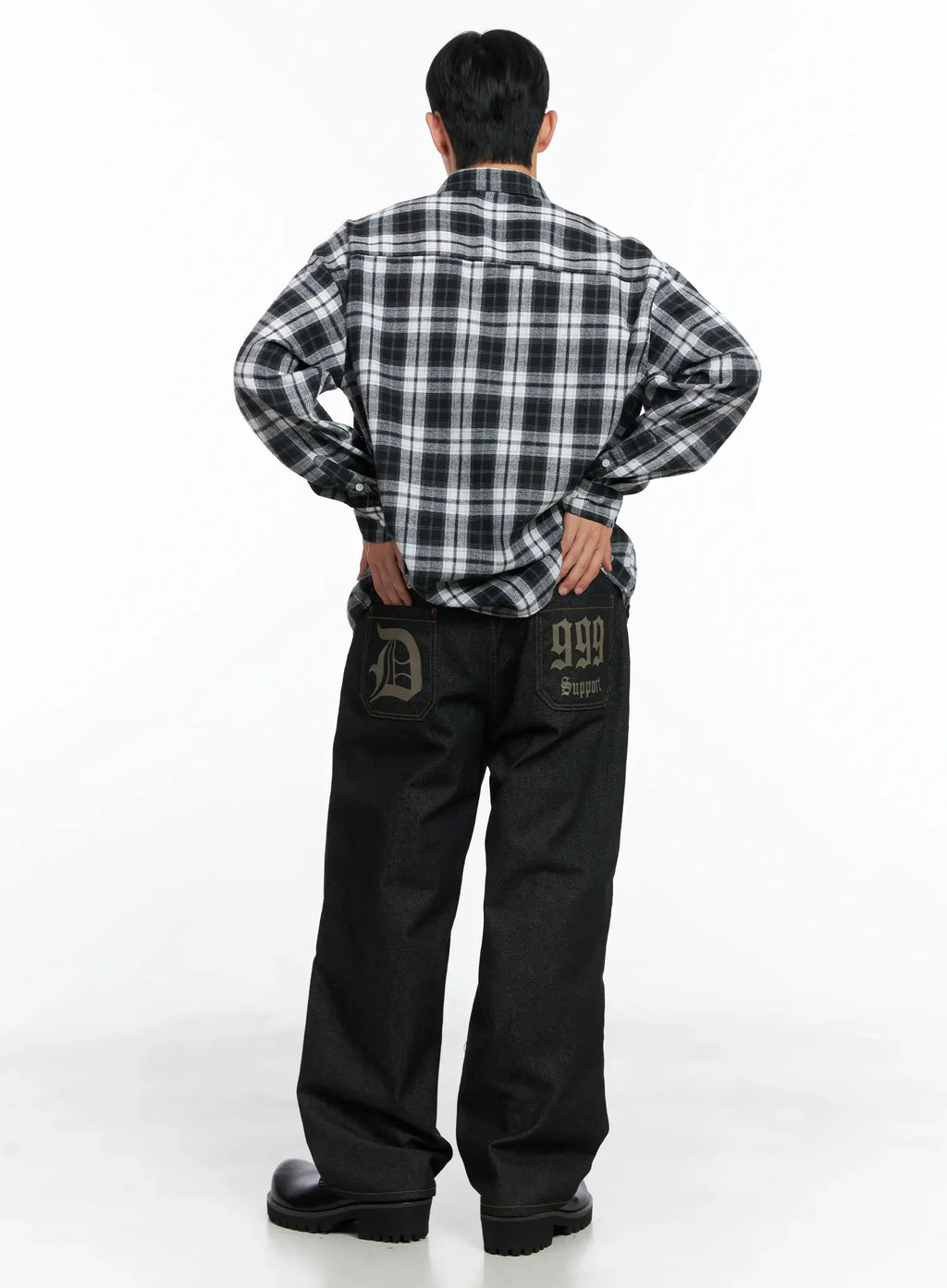 Men's Pintuck Jeans (Black) IN518