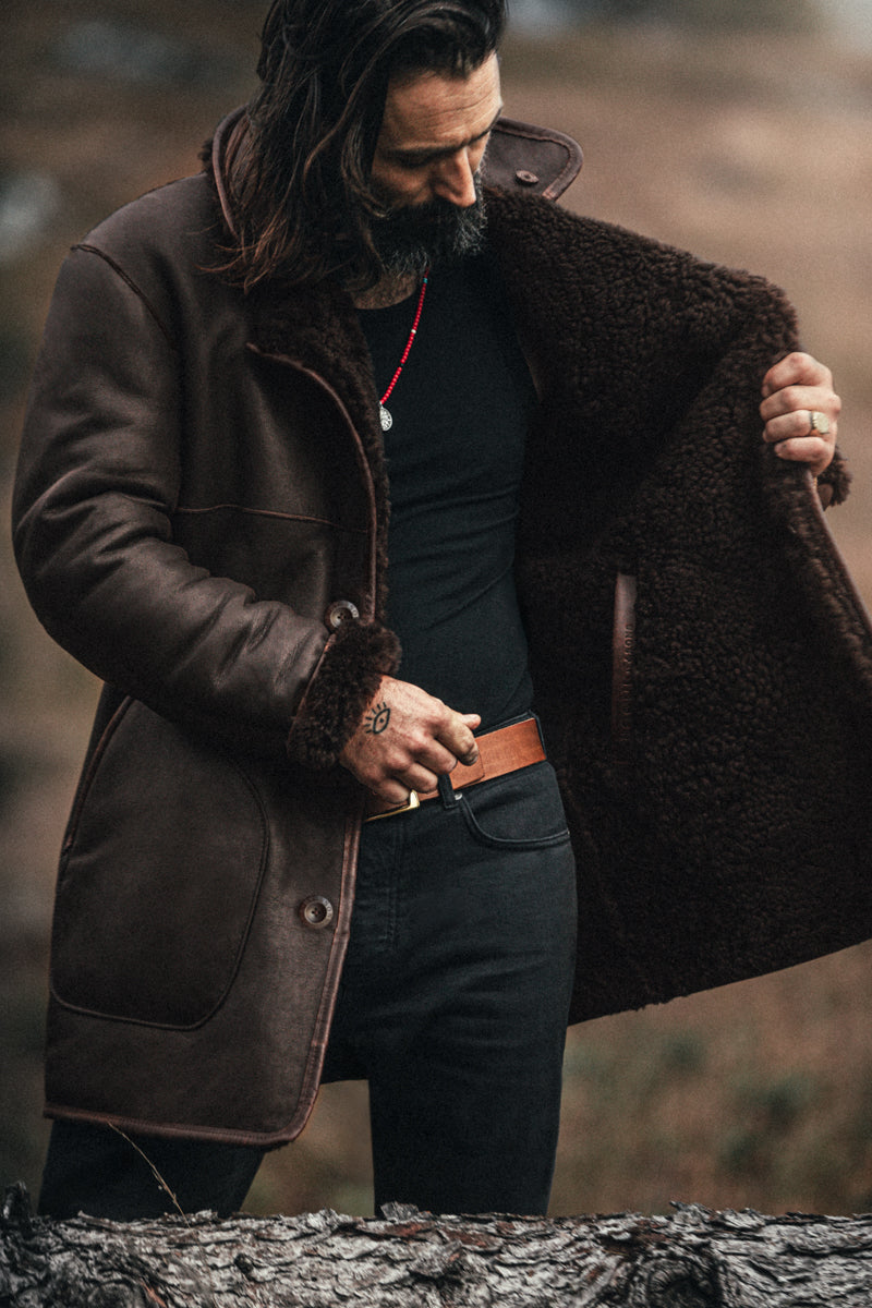 ROGUE by &SONS Jeremiah Reversible Shearling Coat Brown
