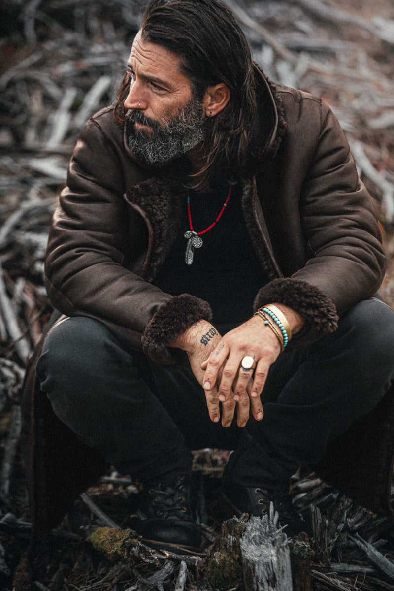 ROGUE by &SONS Jeremiah Reversible Shearling Coat Brown