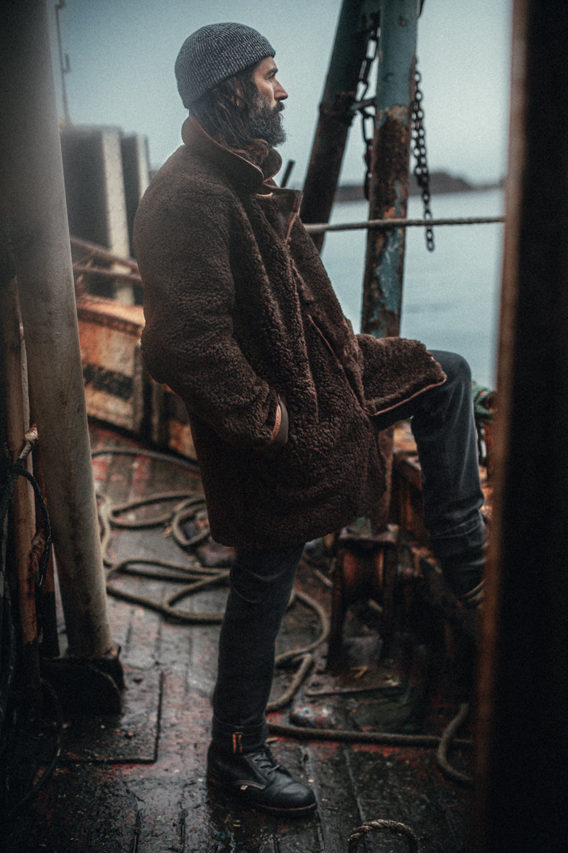 ROGUE by &SONS Jeremiah Reversible Shearling Coat Brown