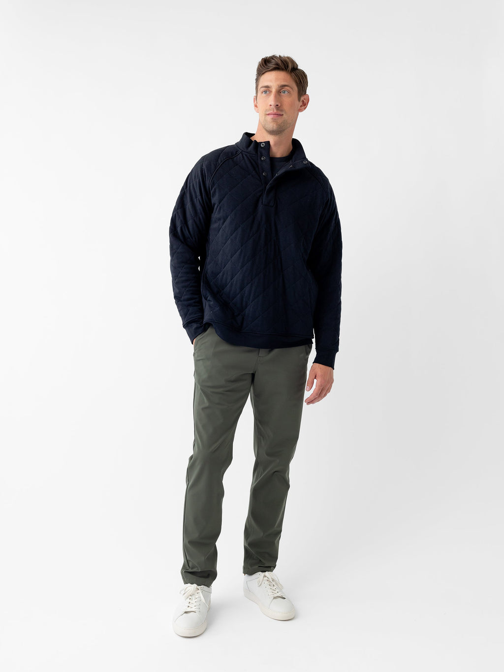 Men's Brushed Bamboo Quilted Snap Pullover - Last Chance