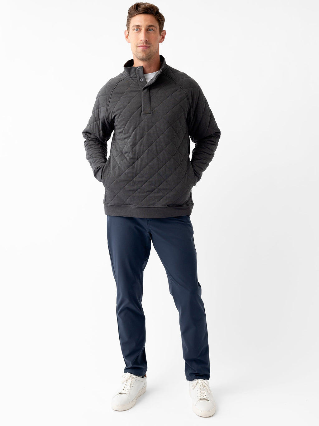 Men's Brushed Bamboo Quilted Snap Pullover - Last Chance