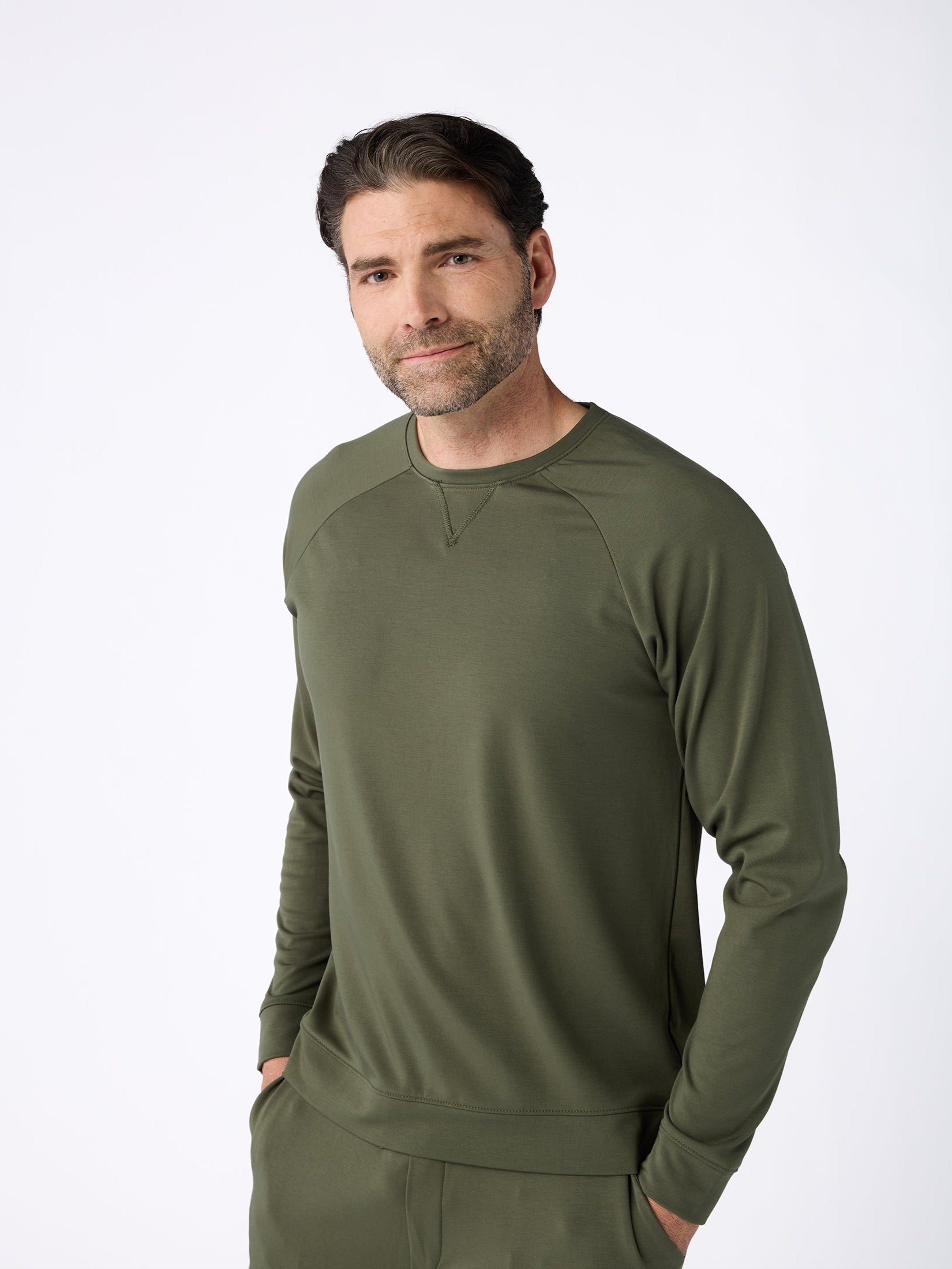 Men's Brushed Bamboo Pullover Crew - Last Chance