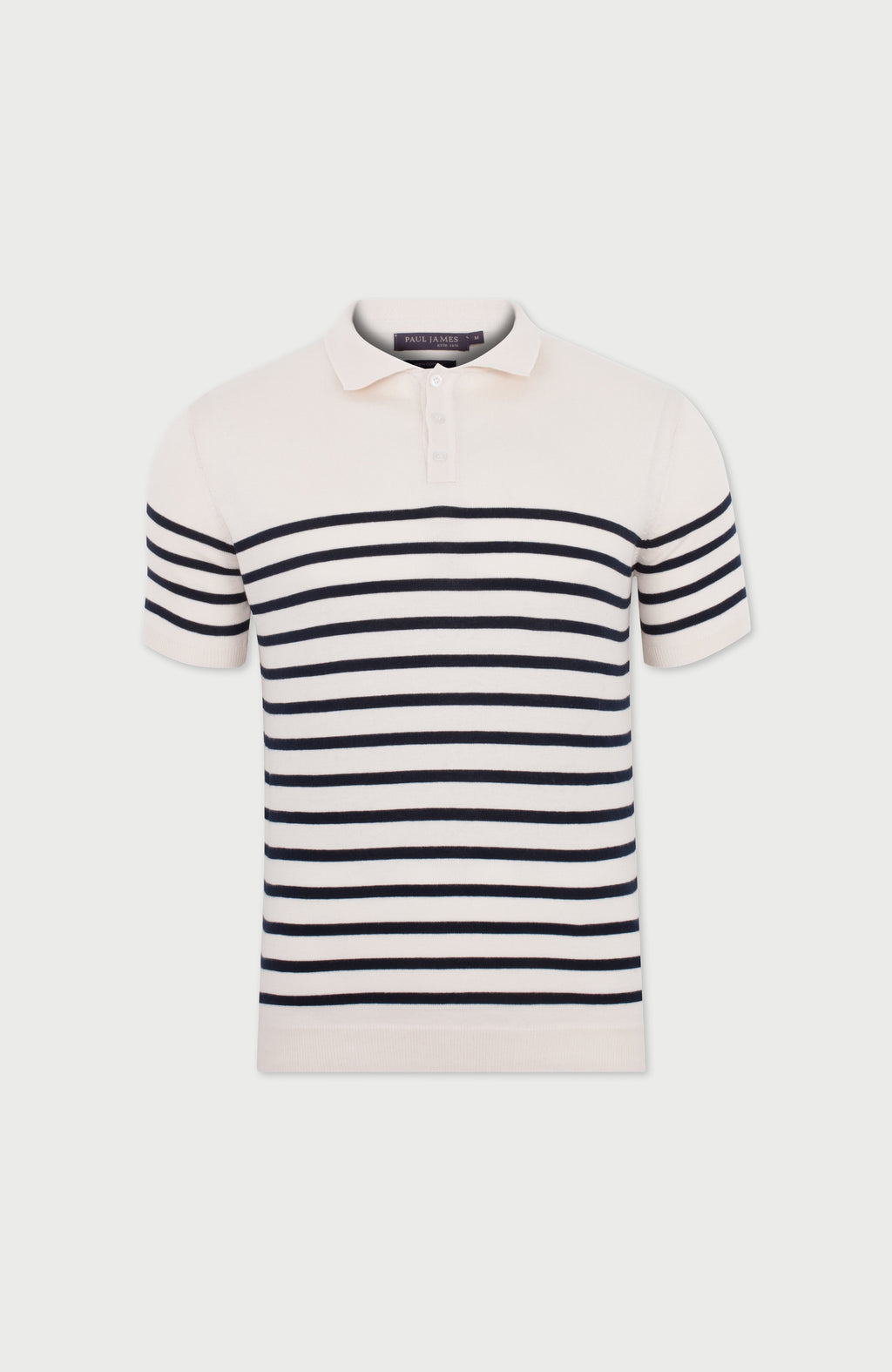 Mens Ultra Fine Cotton Breton Short Sleeve Polo Shirt