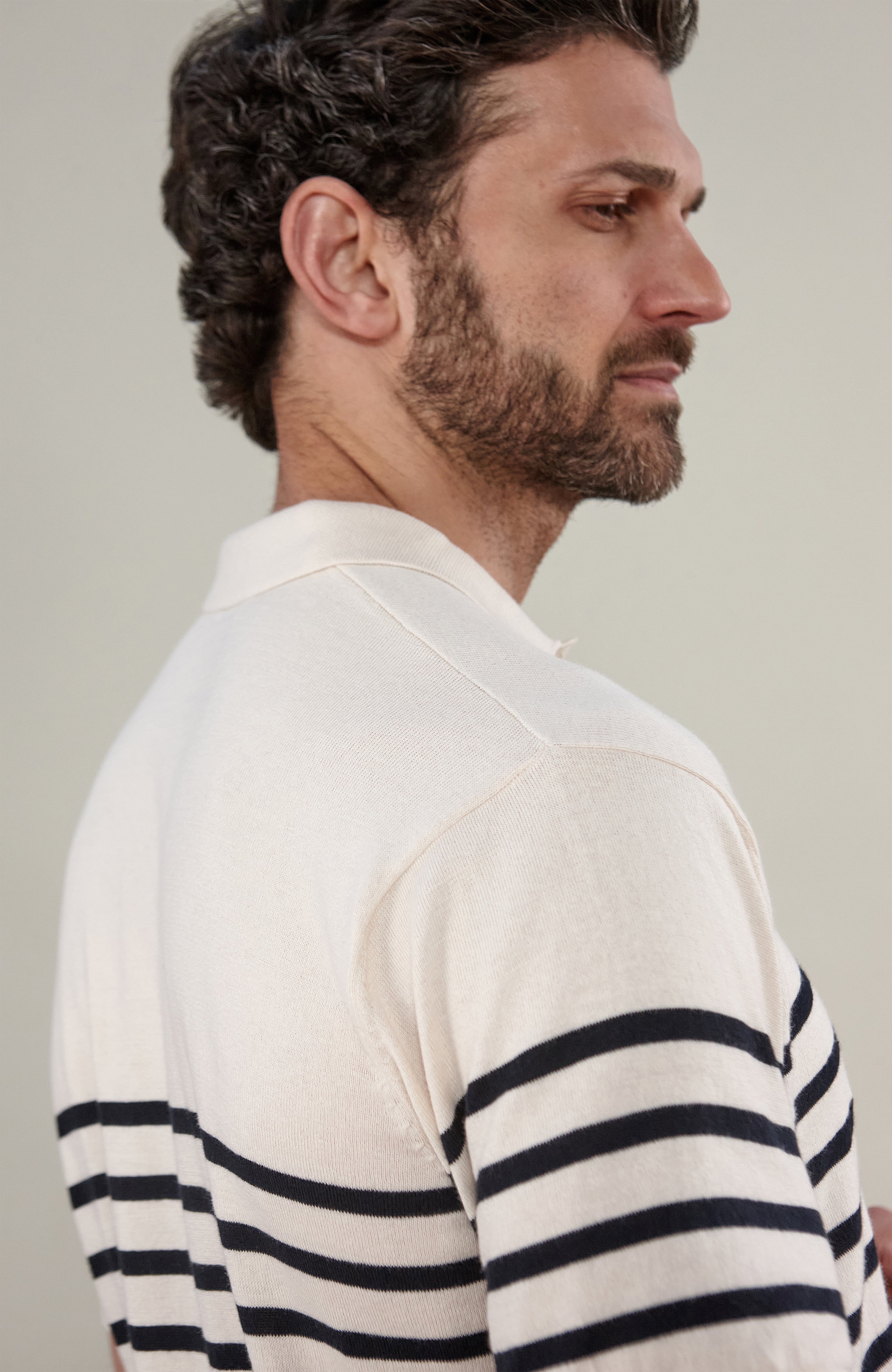 Mens Ultra Fine Cotton Breton Short Sleeve Polo Shirt