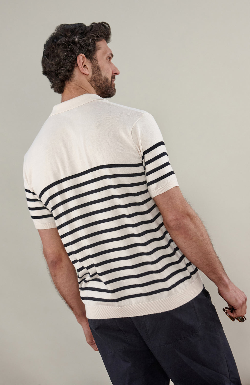Mens Ultra Fine Cotton Breton Short Sleeve Polo Shirt