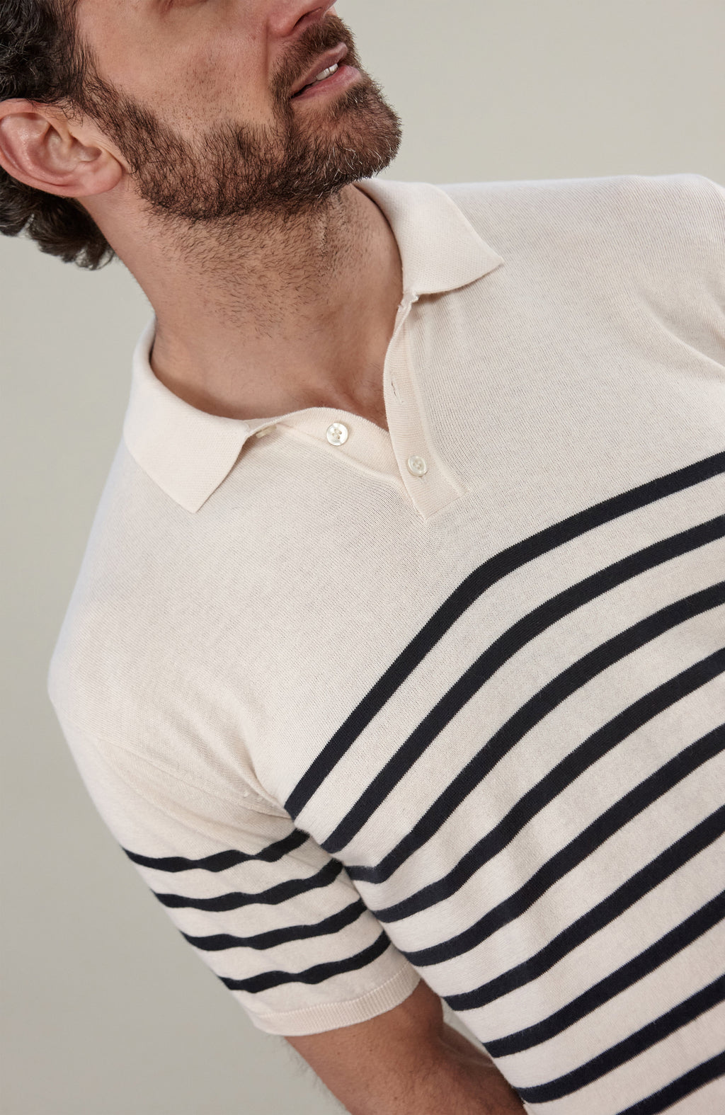 Mens Ultra Fine Cotton Breton Short Sleeve Polo Shirt