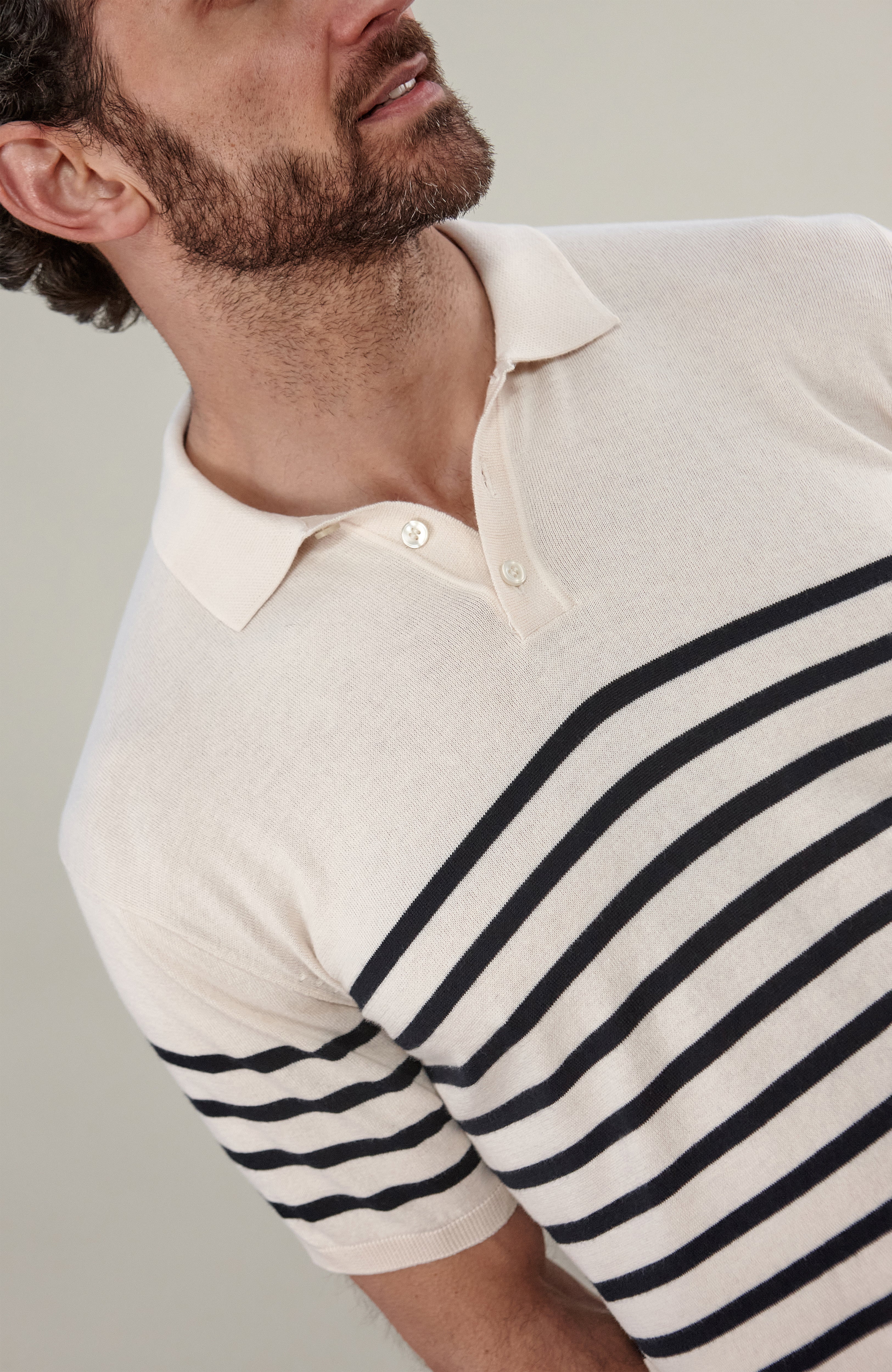 Mens Ultra Fine Cotton Breton Short Sleeve Polo Shirt