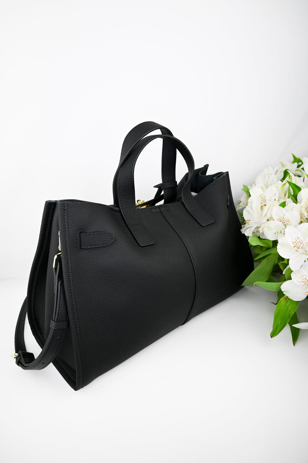 Bogdana Urban Luxe Tote with Gold Hardware & Adjustable Strap – Women’s Shoulder Bag