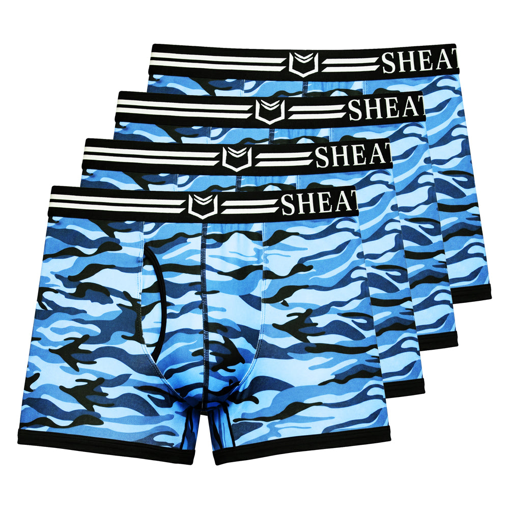 SHEATH 2.1 Polyester Camo Men's Pouch Trunk 3" (4 Pack)