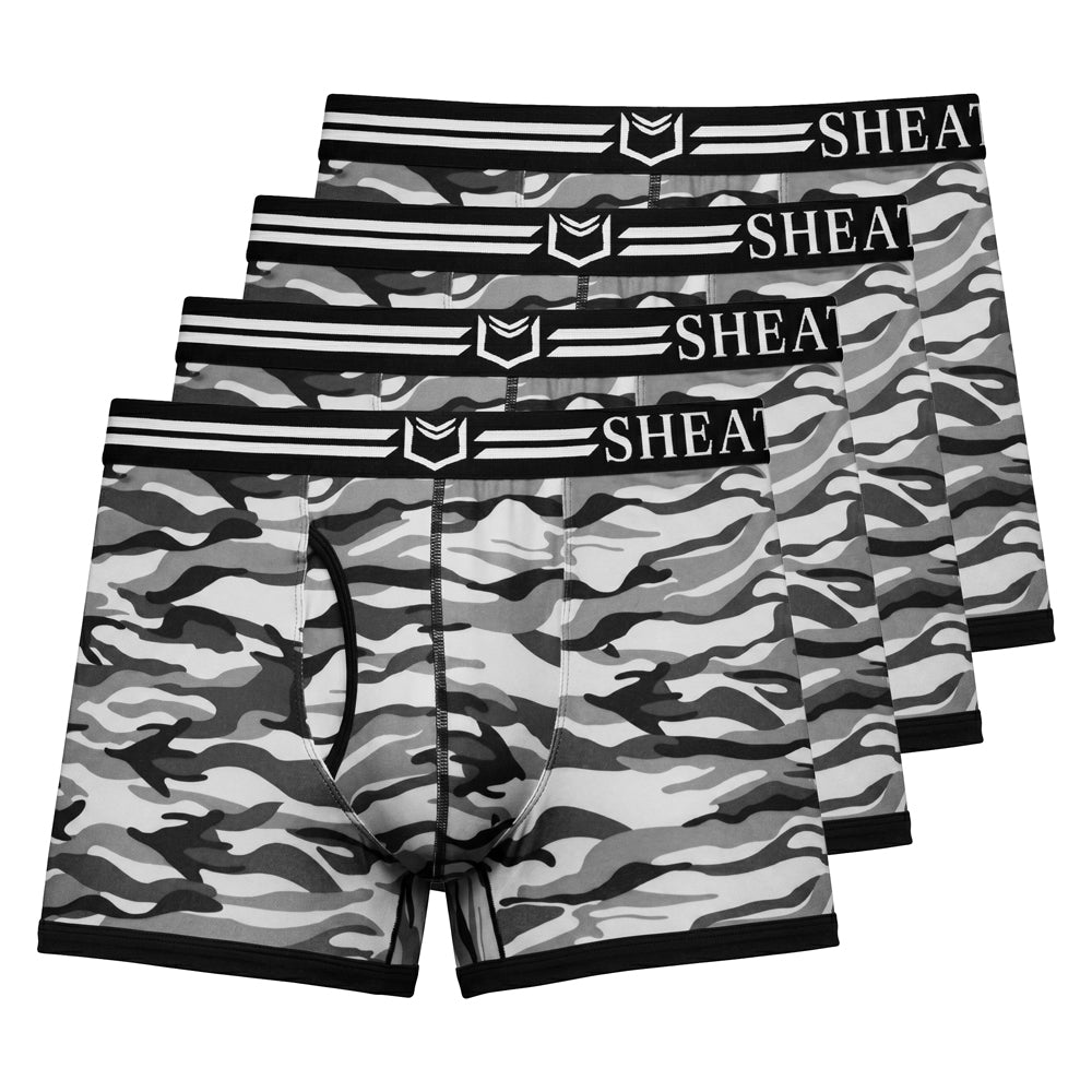 SHEATH 2.1 Polyester Camo Men's Pouch Trunk 3" (4 Pack)
