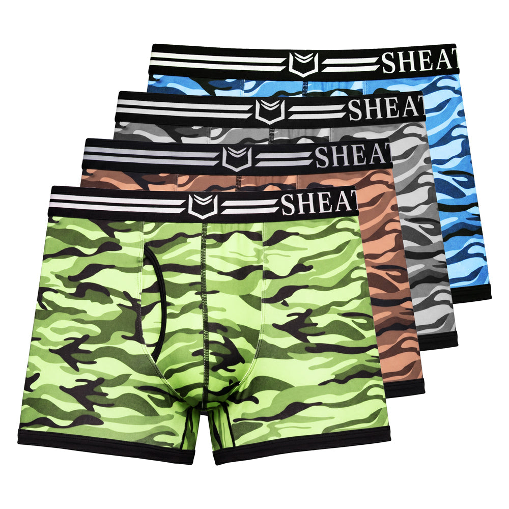 SHEATH 2.1 Polyester Camo Men's Pouch Trunk 3" (4 Pack)