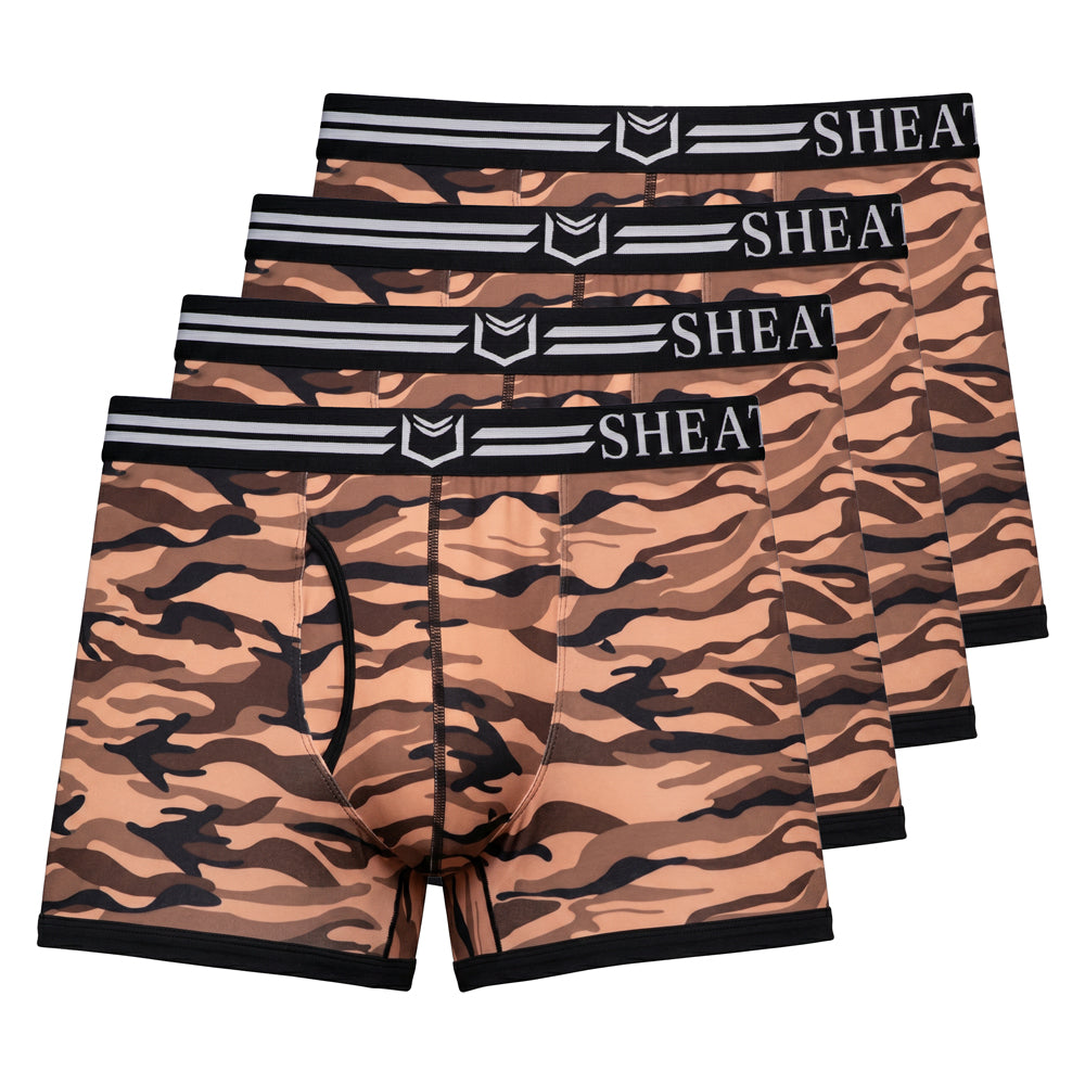 SHEATH 2.1 Polyester Camo Men's Pouch Trunk 3" (4 Pack)