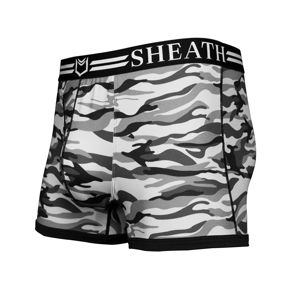 SHEATH 2.1 Polyester Camo Men's Pouch Trunk 3" (4 Pack)