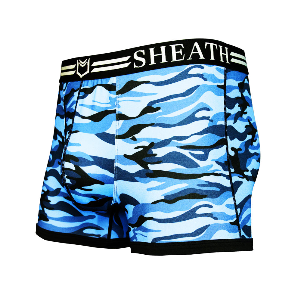 SHEATH 2.1 Polyester Camo Men's Pouch Trunk 3" (4 Pack)