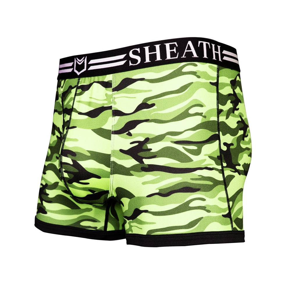SHEATH 2.1 Polyester Camo Men's Pouch Trunk 3" (4 Pack)