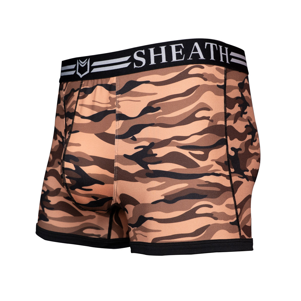 SHEATH 2.1 Polyester Camo Men's Pouch Trunk 3" (4 Pack)