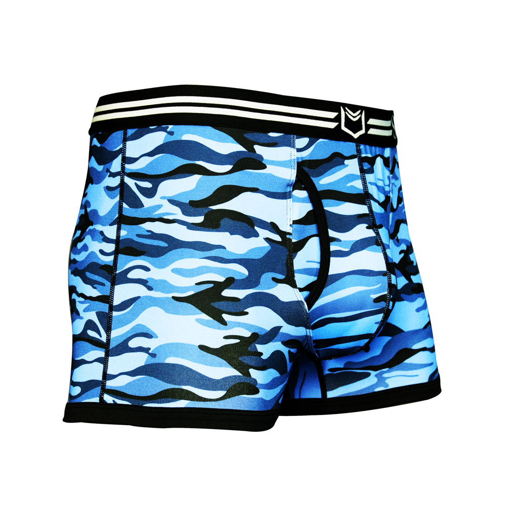 SHEATH 2.1 Polyester Camo Men's Pouch Trunk 3" (4 Pack)