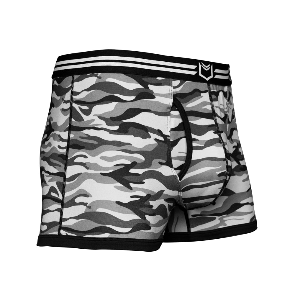 SHEATH 2.1 Polyester Camo Men's Pouch Trunk 3" (4 Pack)