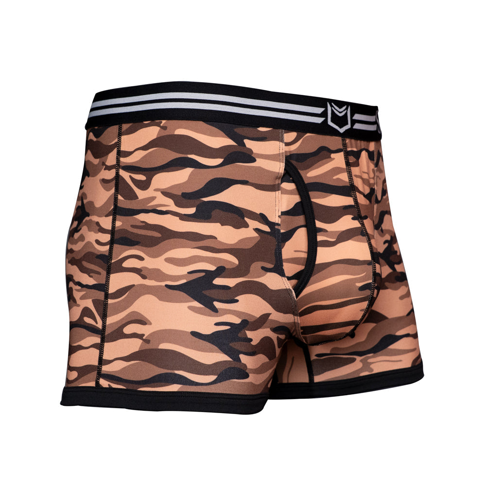 SHEATH 2.1 Polyester Camo Men's Pouch Trunk 3" (4 Pack)