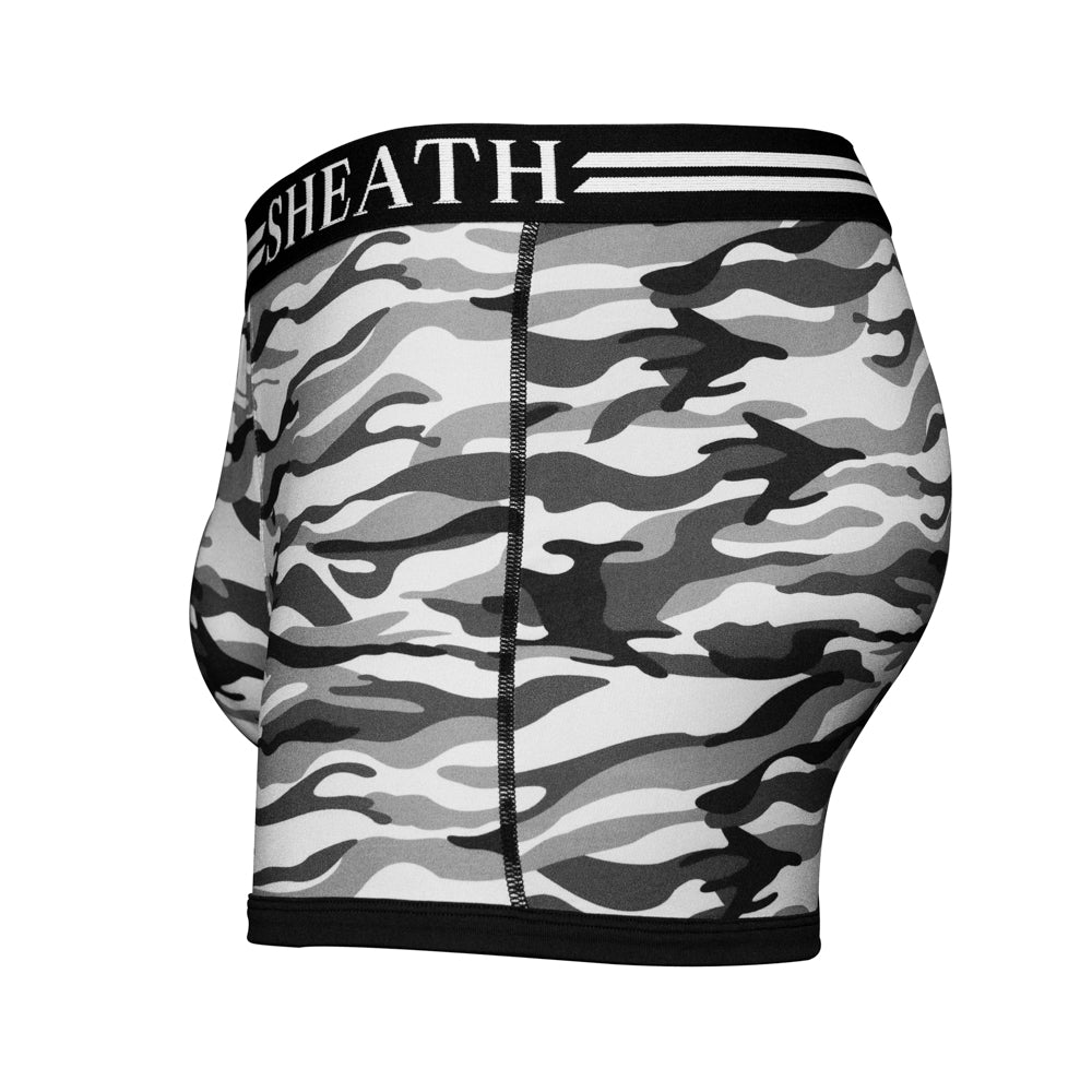 SHEATH 2.1 Polyester Camo Men's Pouch Trunk 3"