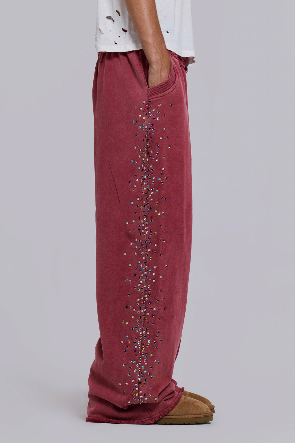 Burgundy Hardcore Jewel Monster Joggers