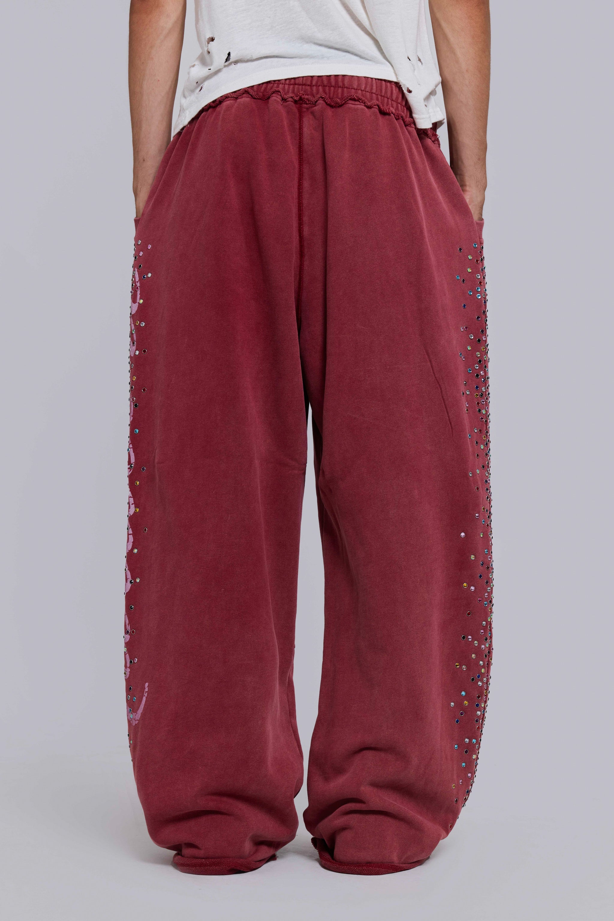 Burgundy Hardcore Jewel Monster Joggers