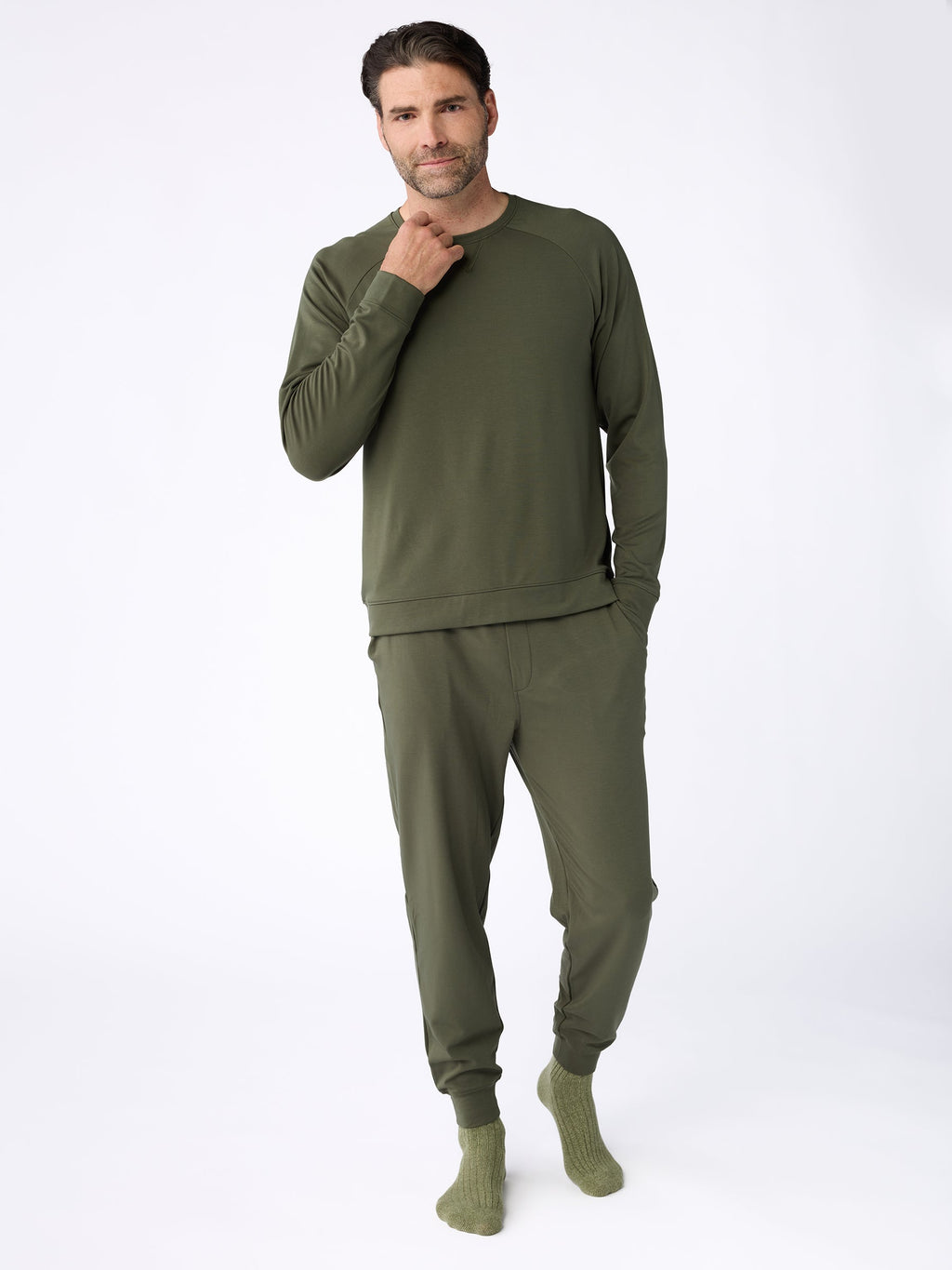 Men's Brushed Bamboo Pullover Crew - Last Chance