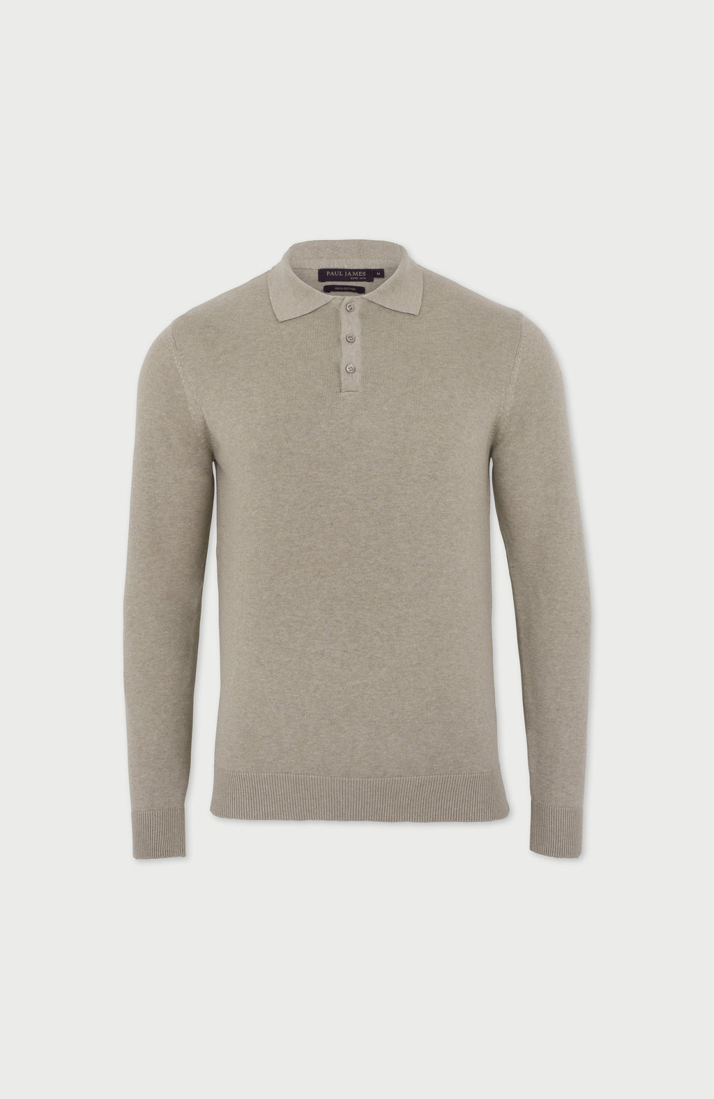 Mens Lightweight Cotton Long Sleeve Knitted Polo Shirt