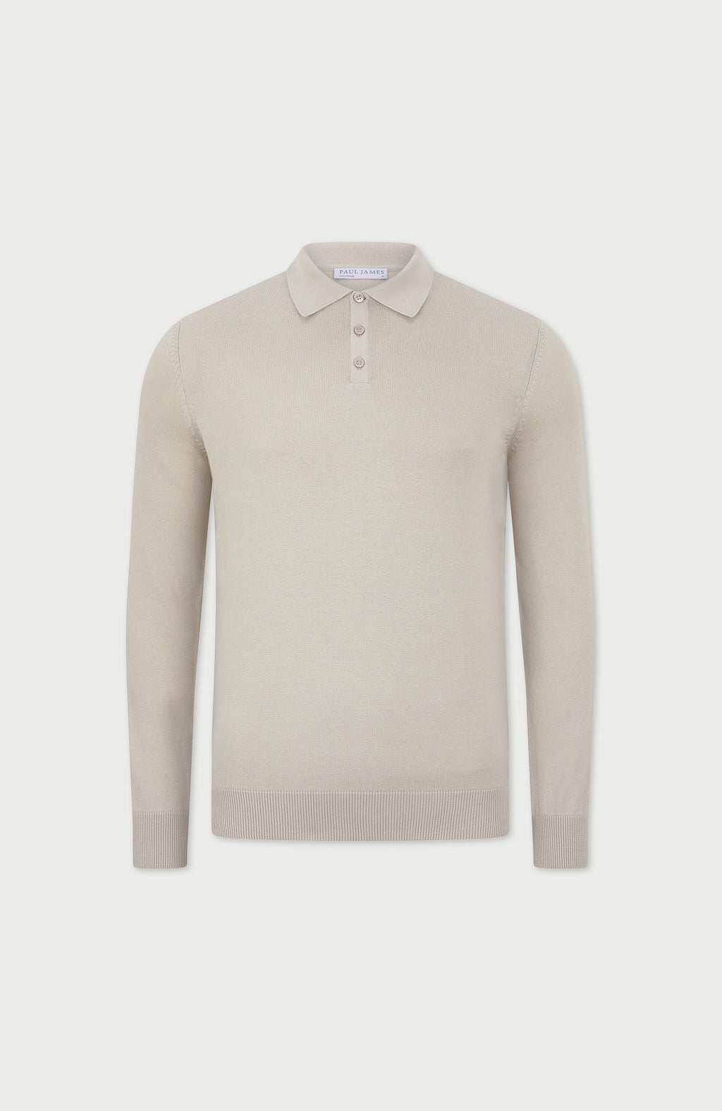 Mens Lightweight Cotton Long Sleeve Knitted Polo Shirt