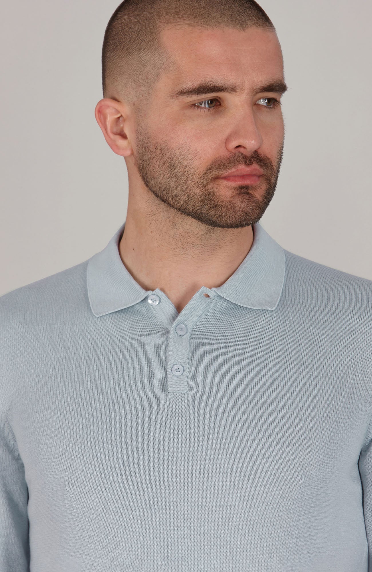 Mens Lightweight Cotton Long Sleeve Knitted Polo Shirt