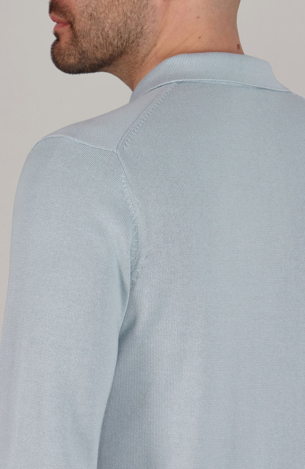Mens Lightweight Cotton Long Sleeve Knitted Polo Shirt