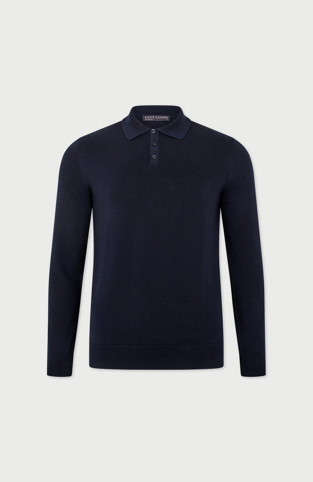 Mens Lightweight Cotton Long Sleeve Knitted Polo Shirt