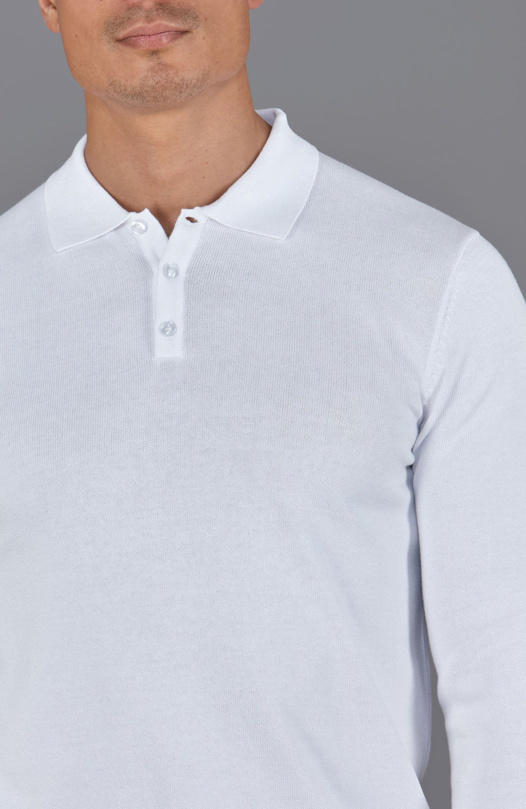 Mens Lightweight Cotton Long Sleeve Knitted Polo Shirt