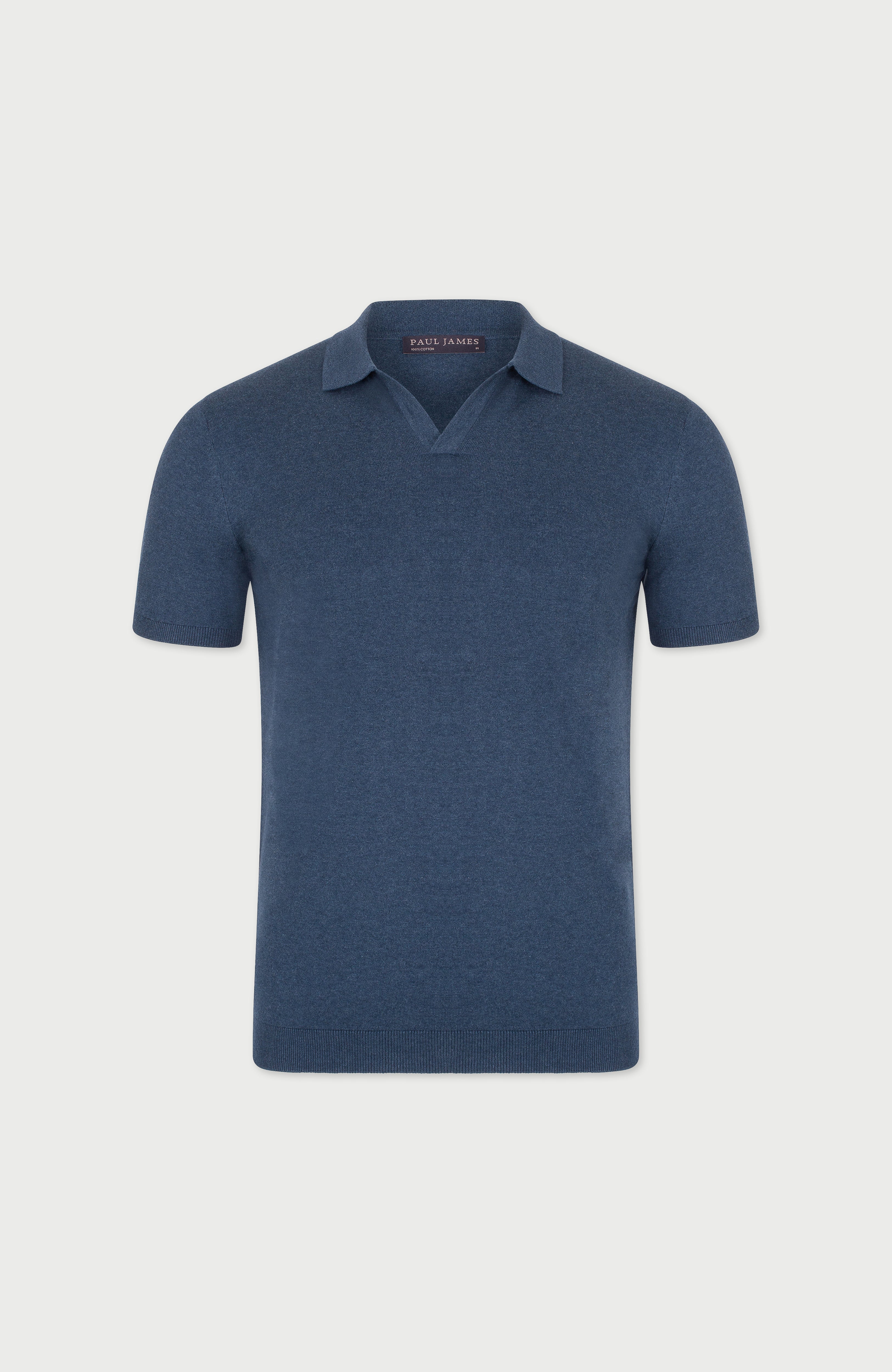 Mens Ultra Fine Cotton Buttonless Polo Shirt