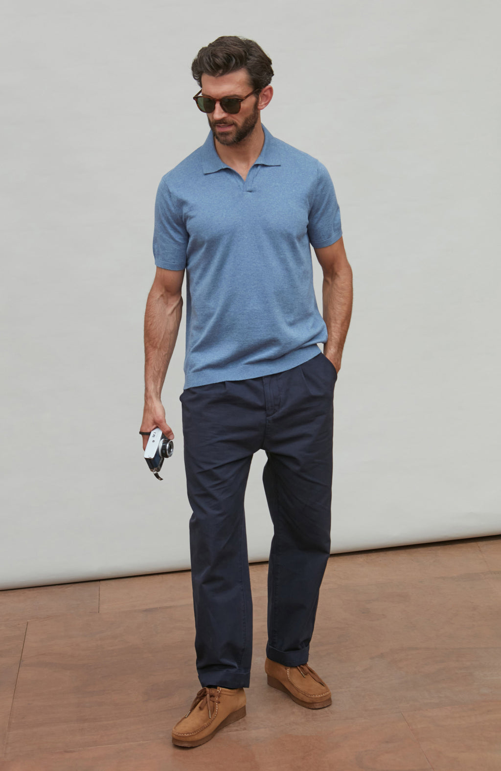 Mens Ultra Fine Cotton Buttonless Polo Shirt