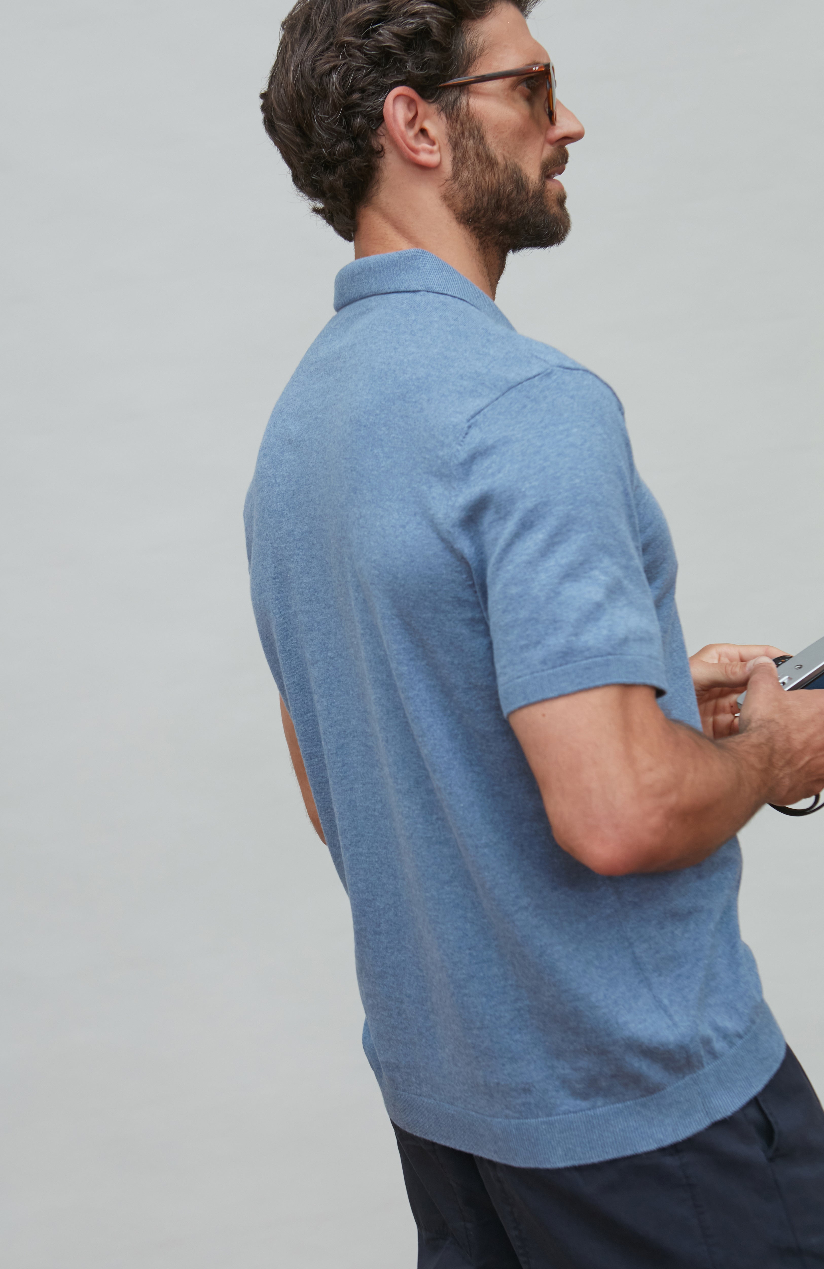 Mens Ultra Fine Cotton Buttonless Polo Shirt