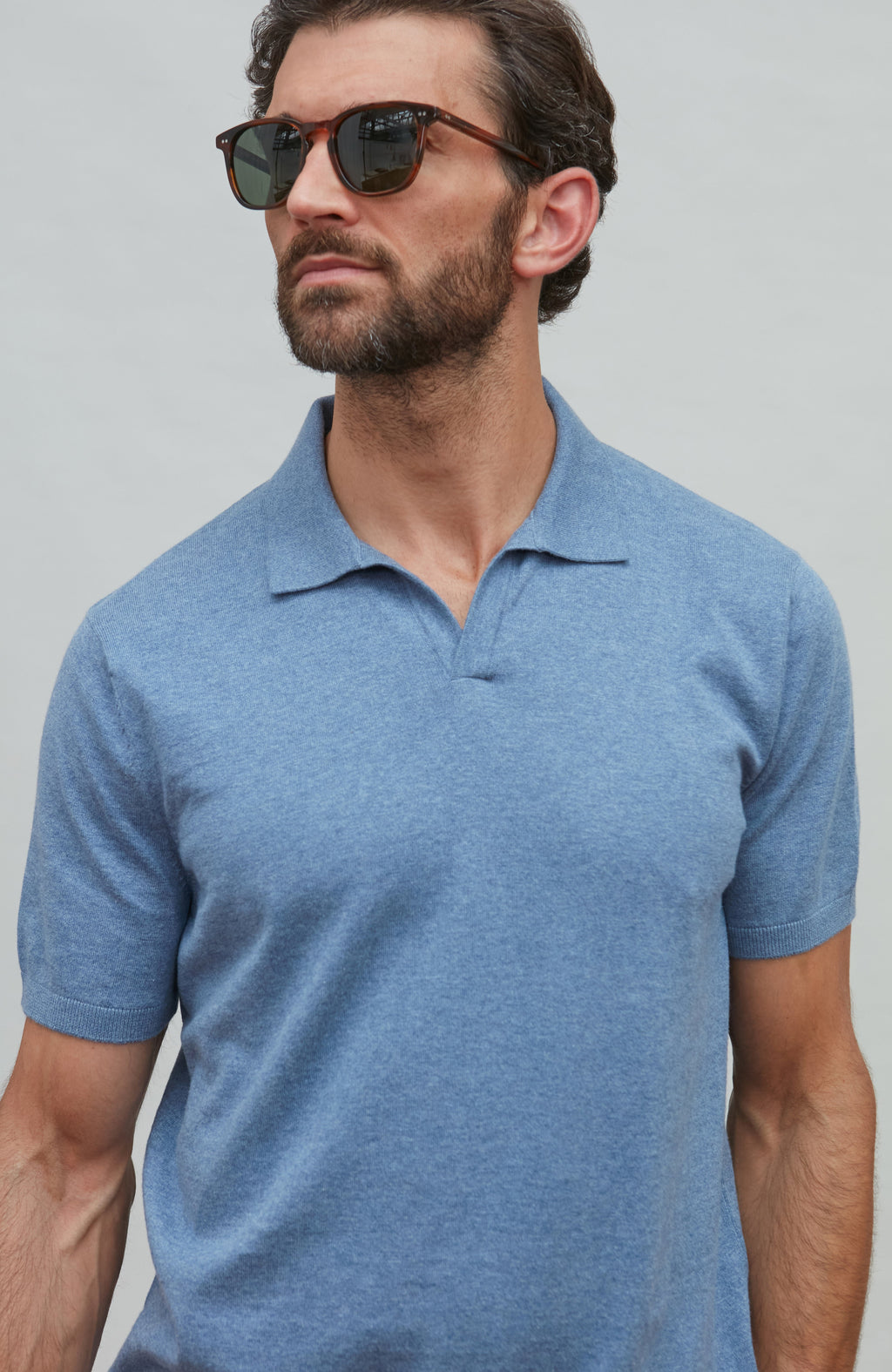 Mens Ultra Fine Cotton Buttonless Polo Shirt