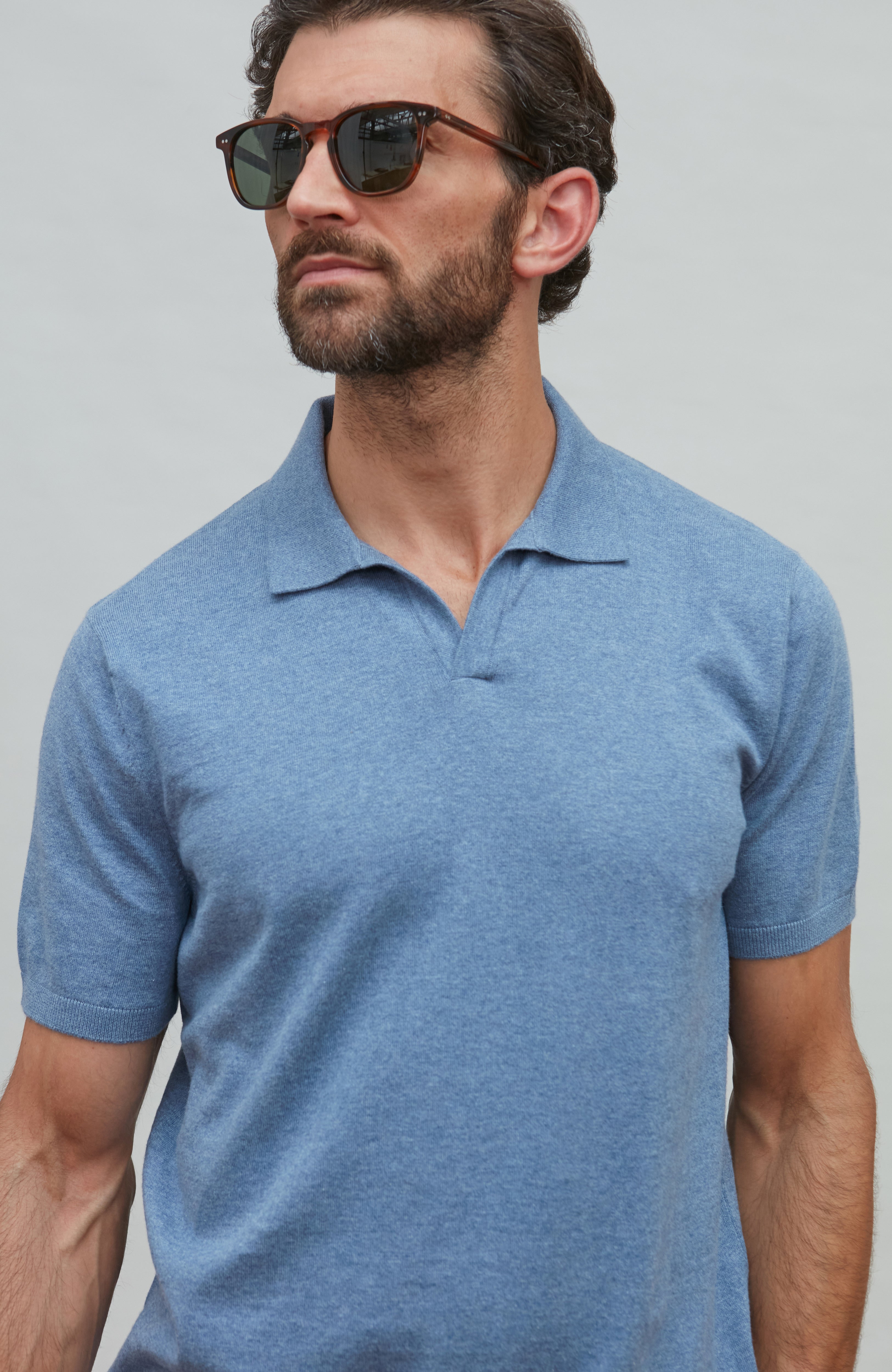 Mens Ultra Fine Cotton Buttonless Polo Shirt