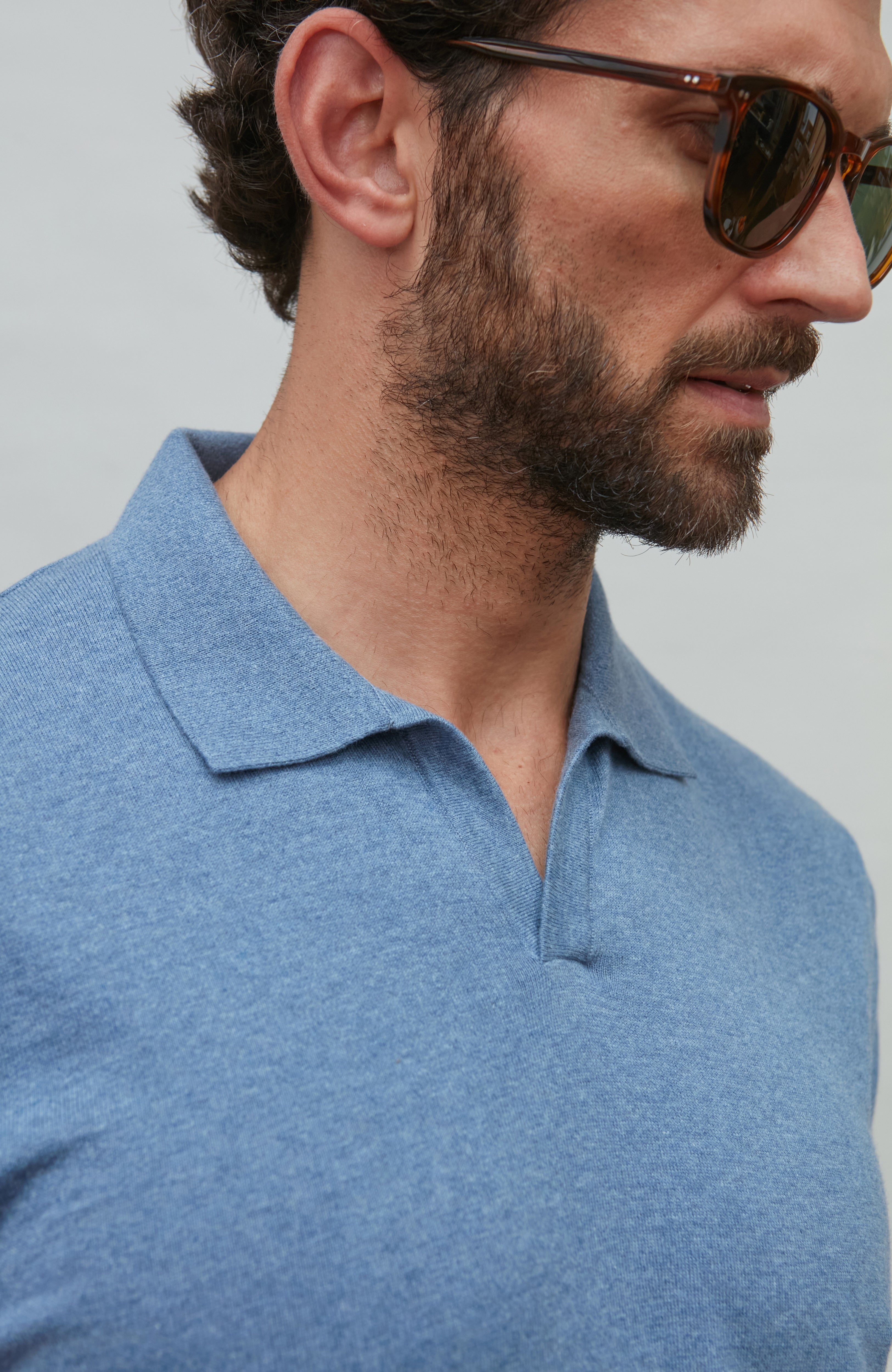 Mens Ultra Fine Cotton Buttonless Polo Shirt