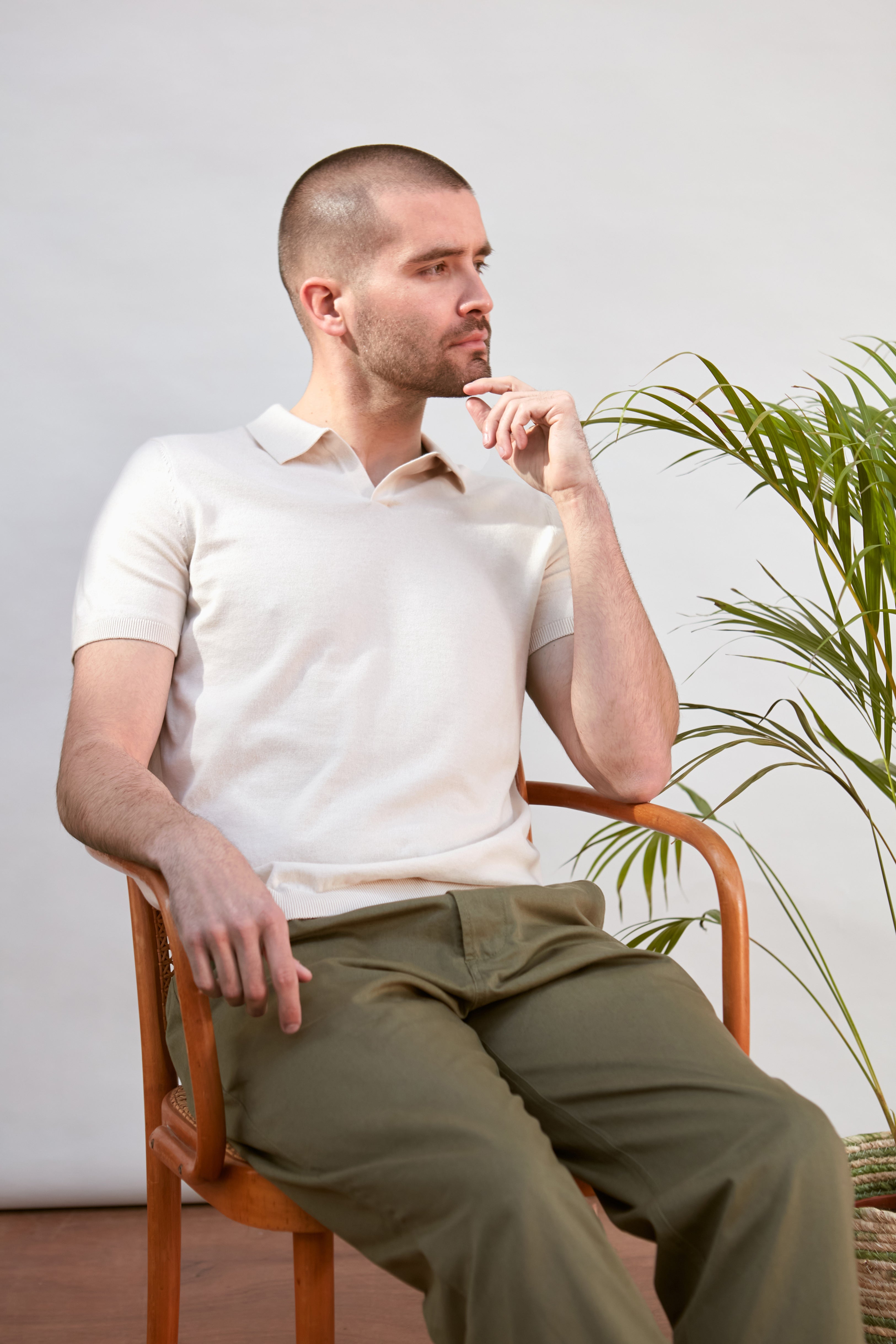 Mens Ultra Fine Cotton Buttonless Polo Shirt