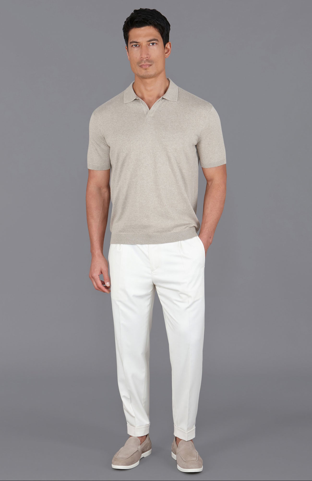 Mens Ultra Fine Cotton Buttonless Polo Shirt