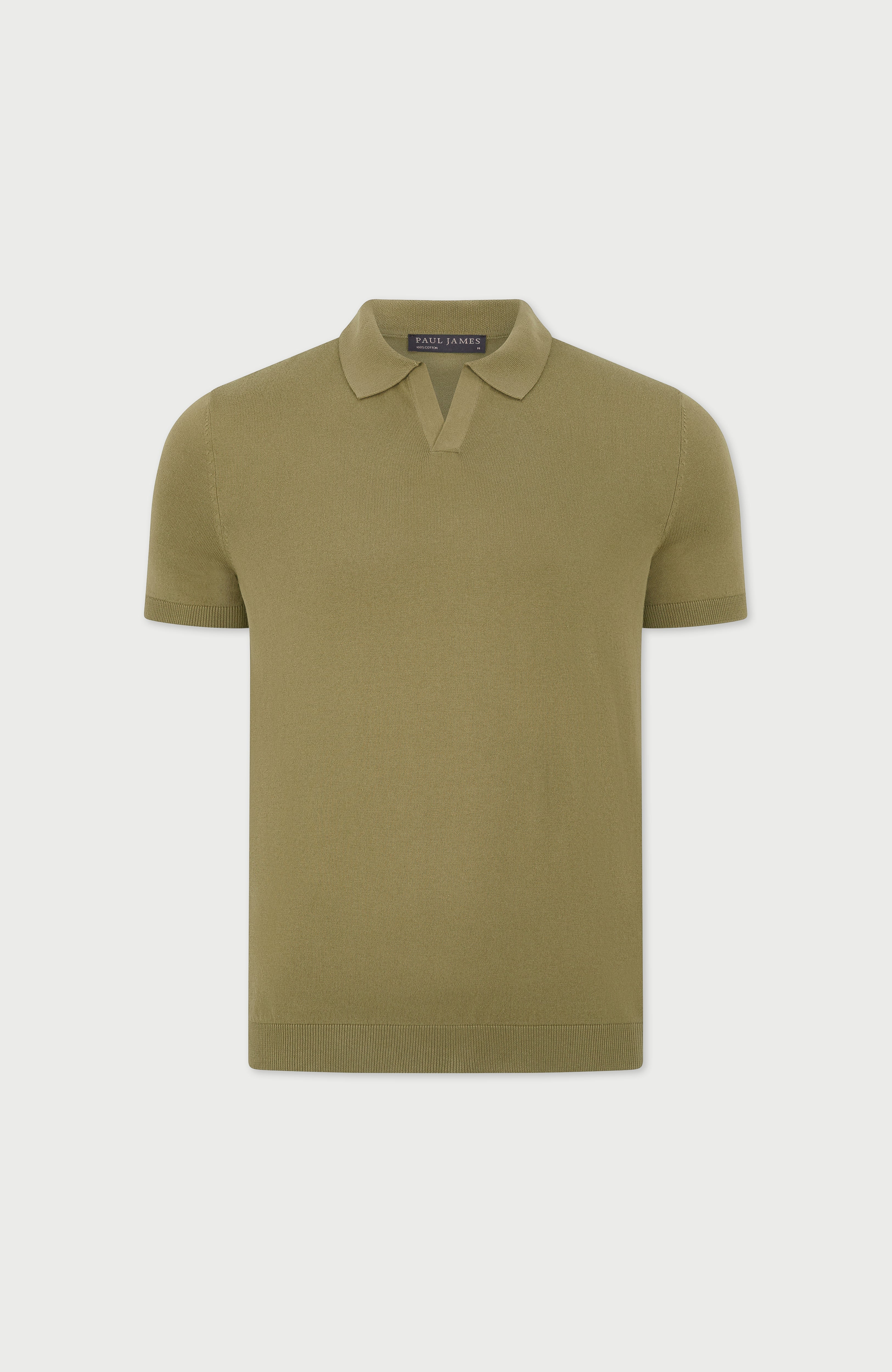 Mens Ultra Fine Cotton Buttonless Polo Shirt