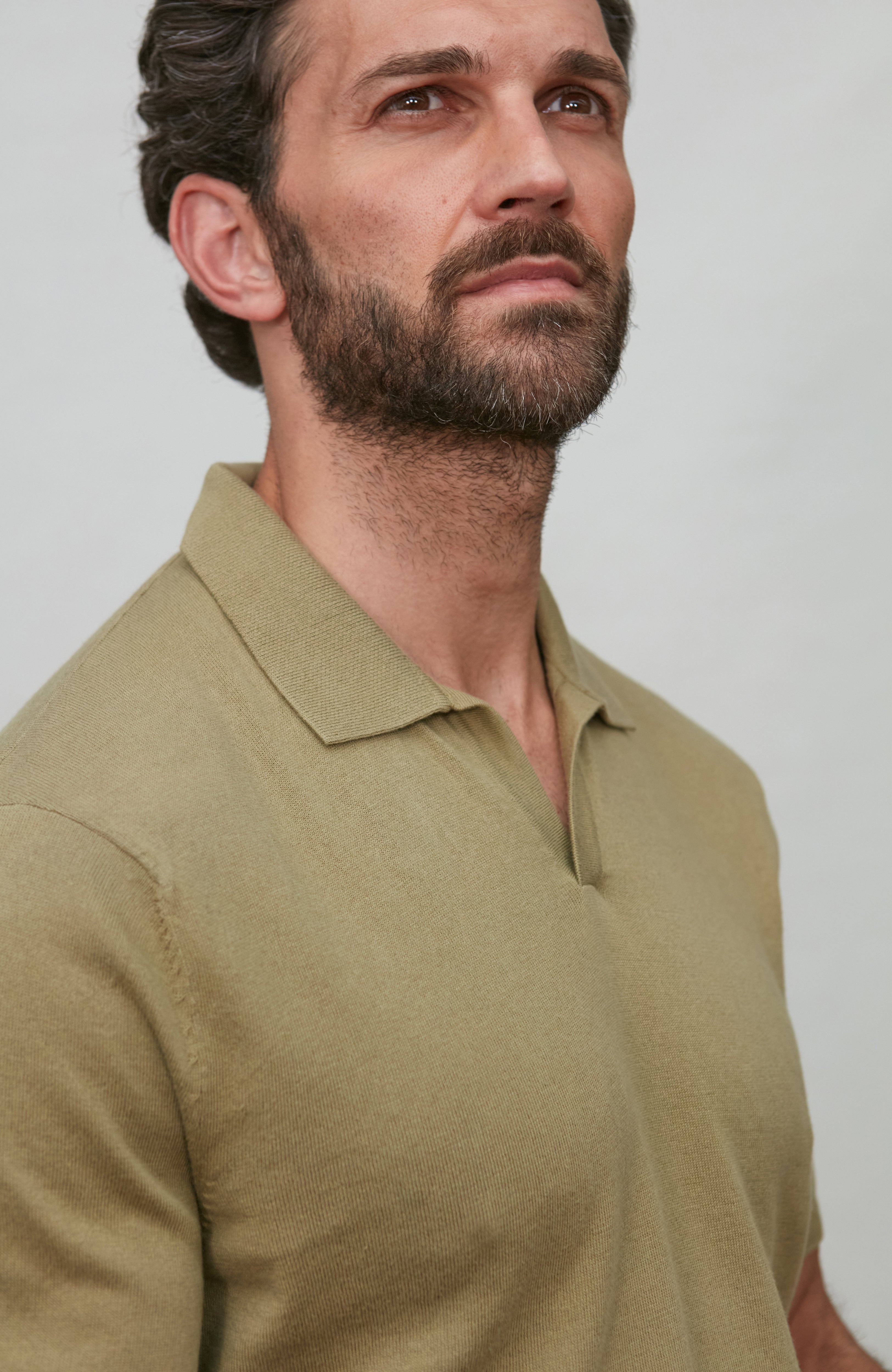 Mens Ultra Fine Cotton Buttonless Polo Shirt
